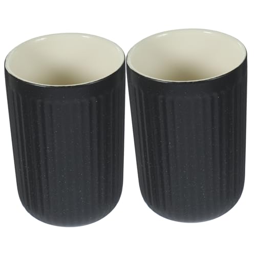 LIFKOME 2 Stück Zahnputzbecher aus hochwertiger wiederverwendbarer Keramik stilvoll in Schwarz mit vertikaler Linienstruktur für Badezimmer und Mundspülung zu Hause praktische modernes LIFKOME 2 Stück Zahnputzbecher aus hochwertiger wiederverwendbarer Keramik stilvoll in Schwarz mit vertikaler Linienstruktur für Badezimmer und Mundspülung zu Hause praktische modernes von LIFKOME