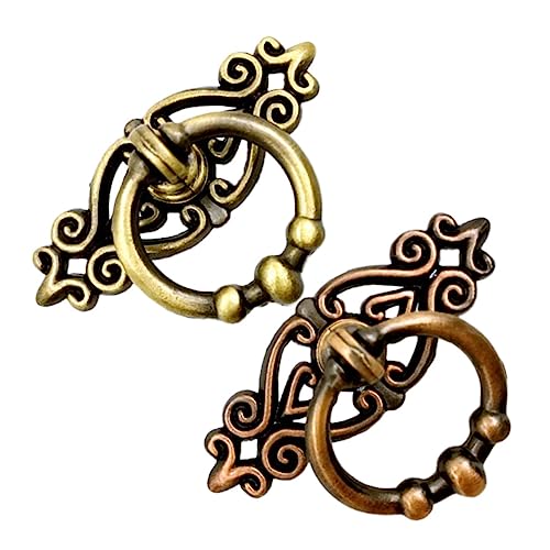 LIFKOME 2 Stück Zinklegierung Vintage Möbelgriff Teiliges Set Schubladenring Möbelknopf für Schrank Kommode Türgriff im Europäischen Stil Grünbronze Rotbronze von LIFKOME