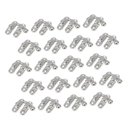 LIFKOME 20 Stück Antike Holzbox Verschluss Silber Latch Hasp Verschlüsse für DIY Schmuckkästchen Holzkisten Truhen mit Robustem Hornhaken und Einfachem Schließen von LIFKOME