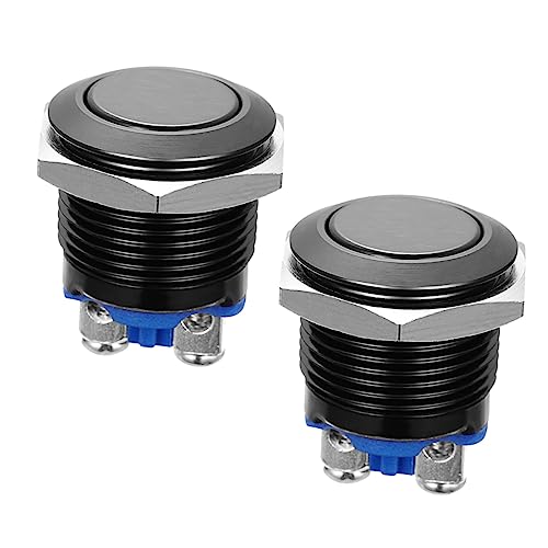LIFKOME 2Stücke Druckknopf Schalter Schwarz Momentary Push Button für Türklingel Rücksetzschalter für und Industrielle Anwendungen von LIFKOME