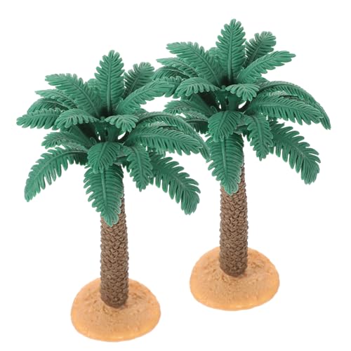 LIFKOME 2st Mini- Miniatur-palmenfiguren Palmen-kuchenaufsatz Kokosnuss-Topper Grünes Palmenzugmodell Palmenschmuck Modellbäume Trainieren Miniaturpalme Mit Basis PVC Gefälschte von LIFKOME