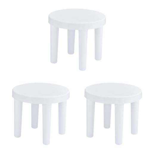 LIFKOME 3stücke Kreativer Kunststoff Hocker Runder Anti-rutsch Bad-hocker Für Junge Mädchen Und Erwachsene Tragbar Und Praktisch Weiß von LIFKOME