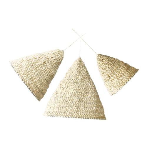 LIFKOME 3 Stück Teiliges Boho Weiß Handgefertigt Gehäkelter Woven Pendant Lamp Shade Mit Natürlichem Hanfseil Für Schlafzimmer Wohnzimmer Und Restaurant Dekor von LIFKOME