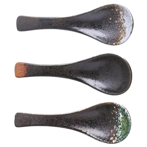 LIFKOME 3 Stück Teiliges Japanische Keramische Suppenlöffel für Küche und Restaurant Langlebig Angenehm der Handhabung Vielseitig für Desserts und Kaffee Zufällige Farbe Zufällige Farbe von LIFKOME