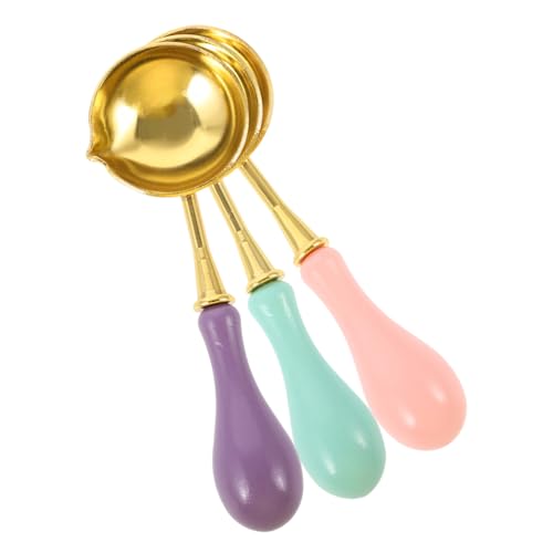 LIFKOME 3 Stück Wachssiegel Schmelzlöffel aus Aluminiumlegierung Leichter Langlebiger Wachslöffel mit Kreativem Vintage design für Siegelwachs schmelzen und DIY briefumschläge von LIFKOME