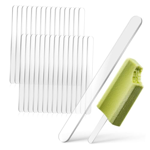 LIFKOME 30 Stück Eisstiele Transparent für DIY Eiscreme Cakesicle Sticks Wiederverwendbar für Kreative Bastelprojekte und Desserts von LIFKOME