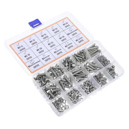 LIFKOME 375 Stück Teiliges Edelstahl schrauben Muttern Unterlegscheiben Metrisches Sortiment Korrosionsbeständig Hochbelastbar Vielseitig Einsetzbar für Heimwerker und Profi anwendungen von LIFKOME