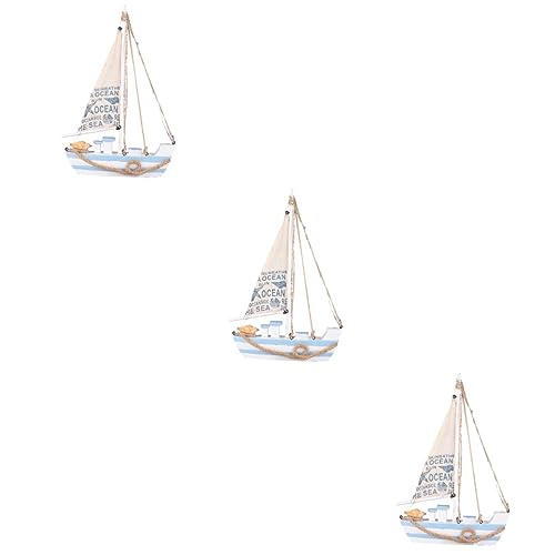 LIFKOME 3St geführte Bootsdekoration Handwerk für mediterranes Boot Ornament Vintage-Dekor Heimdekoration Segelbootmodell das Mittelmeer Statue Modellschiff schmücken Büro von LIFKOME