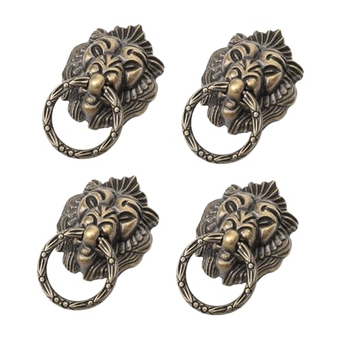 LIFKOME 4 Stück Antike Türgriffe Vintage Löwenkopf Design Schrankgriffe aus Rostfrei Robust für Kleiderschrank und Möbel Chinesischer Stil von LIFKOME