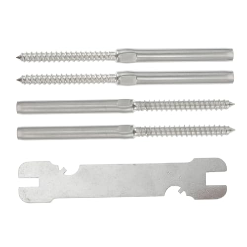 LIFKOME 4 Stück Edelstahl Drahtseil Geländer Swage Lag Schrauben für Holzpfosten Terrassengeländer DIY Kabelspannsystem Außen und Innen Geeignet LIFKOME 4 Stück Edelstahl Drahtseil Geländer Swage Lag Schrauben für Holzpfosten Terrassengeländer DIY Kabelspannsystem Außen und Innen Geeignet von LIFKOME
