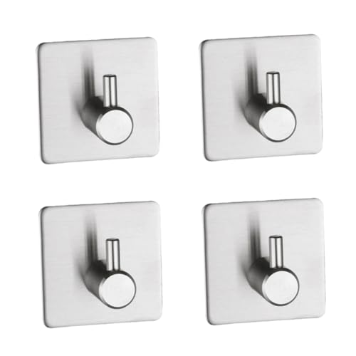 LIFKOME 4 Stück Edelstahl Klebehaken Selbstklebend Rostfrei Traceless Türhaken für Handtücher Küchen und Badezimmergebrauch Einfache Montage ohne Bohren Rutschfest von LIFKOME