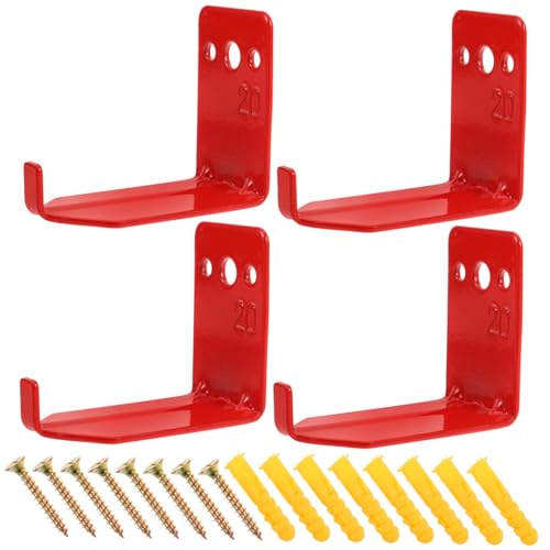 LIFKOME 4 Stück Feuerlöscher Halterung Stabile Metall Wandhalter Feuerlöscherhaken mit Verbesserter Roter Pulverbeschichtung Tragfähige Halterung Passend für Verschiedene Feuerlöscher von LIFKOME
