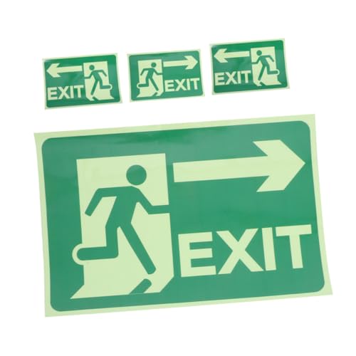 LIFKOME 4 Stück Luminous Emergency Exit Signs Selbstklebende Reflektierende Sicherheitsaufkleber für Klare Evakuierungsanweisungen Hochsichtbar und Nachleuchtend für Zuhause und Büro für von LIFKOME