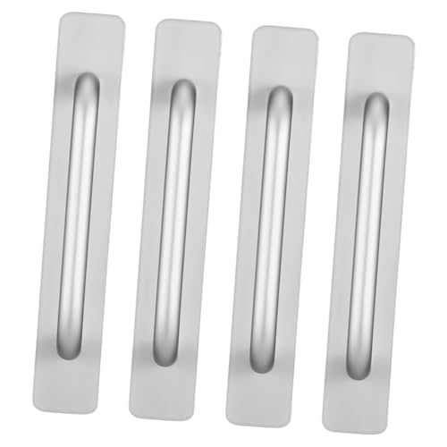 LIFKOME 4 Stück Teiliges Aluminiumlegierung Türgriff Selbstklebend Ohne Bohren Mittelgroß Rund Silber Schrankgriff Ersatz für Schiebetüren und Möbel Oberfläche von LIFKOME