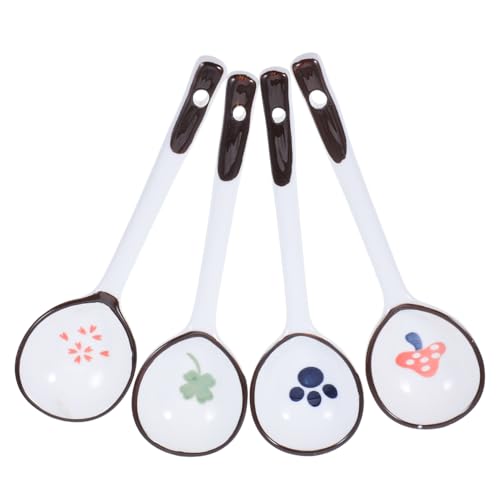 LIFKOME 4 Stück Teiliges Handbemalter Keramik Suppenlöffel mit Langem Griff Leichte und Hitzebeständige Porridge Löffel für Praktische Esslöffel mit Komfortablem Griff Farbenfrohe von LIFKOME