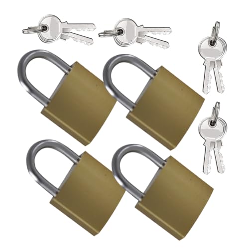 LIFKOME 4 Stück Teiliges Kleine Robuste Messing vorhängeschlösser mit Schlüssel Robustes Sicherheits padlock für Koffer Rucksack Aufbewahrungsbox Vielseitig für Spinde Reisen Geeignet von LIFKOME