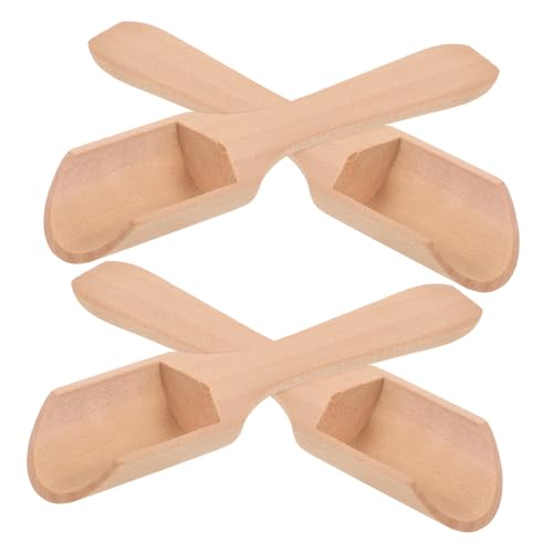 LIFKOME 4 Stück Teiliges Kleines Holzlöffel Multifunktionale Küchenlöffel für Salz Tee Kaffee und Gewürze Kompakt Leicht Natürlicher Holzscoop für Bequemes Abmessen und Servieren von LIFKOME