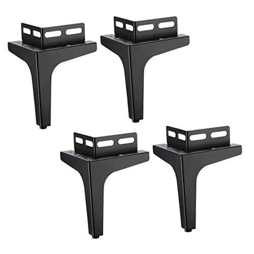 LIFKOME 4 Stück Teiliges Möbelbeine aus Kaltgewalztem Stahl Stabile Sofafüße und Tischbeine Hohe Unterstützung für Sofa Couchtisch Bett und Schrank Matte Schwarze Metallfüße für von LIFKOME
