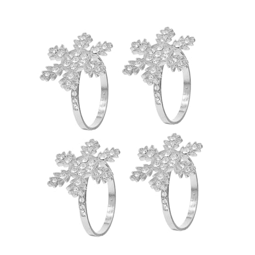 LIFKOME 4 Stück Teiliges Set Weihnachts Serviettenringe aus Silberfarbenem Umweltfreundlichem Material Wiederverwendbare Schneeflocken Designs für Festliche Tischdekoration bei von LIFKOME