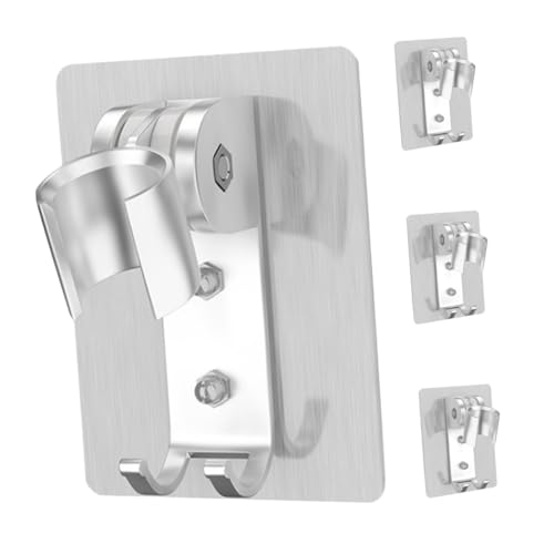 LIFKOME 4 Stück Verstellbare Klebende Duschkopfhalterung ohne Bohren Universeller Aluminiumhalter für Handbrause Kompatibel mit Fliesen Glas Marmor Platzsparend und Elegant für Badezimmer von LIFKOME