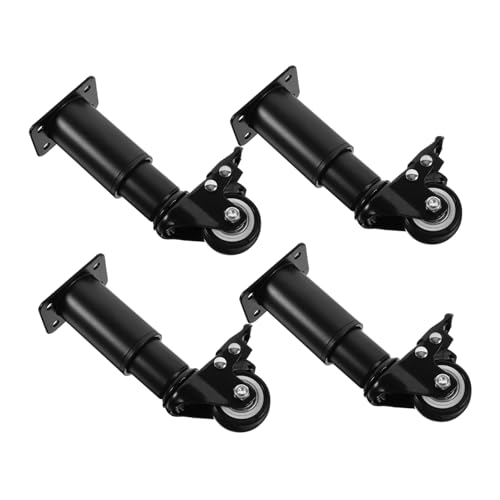 LIFKOME 4 Stück Verstellbare Metallmöbelfüße mit Drehbaren Lenkrollen Belastbar und Langlebig Höhenverstellbar Geeignet für Schränke Sofas Betten und Couchtische von LIFKOME