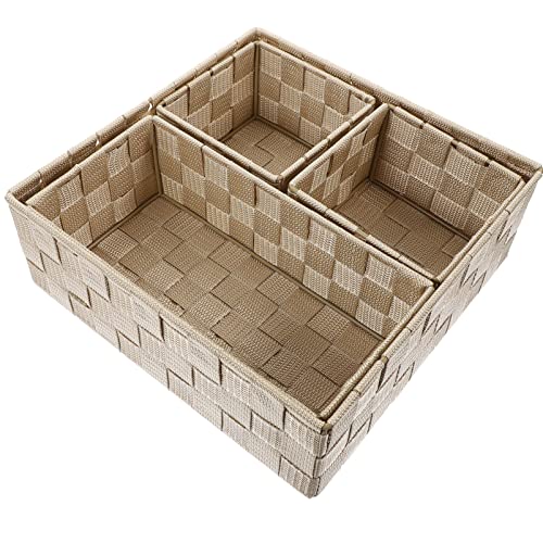 LIFKOME 4 Stücke Boxen Geflochtener Aufbewahrungskorb Regalkorb Organizer-behälter Regal Aufbewahrungskorb Gewebte Lagerung Gewebte Würfelbehälter Esstisch Eisen Gitter Büro Desktop-stift von LIFKOME