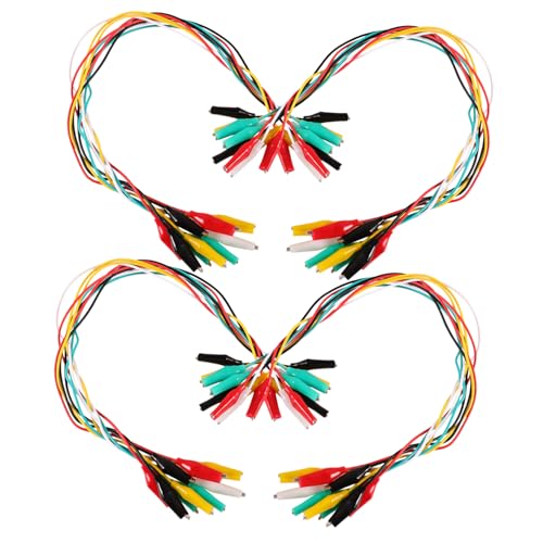 LIFKOME 40 Stück Teiliges Alligator Krokodilklemmen mit Isolierten Flexiblen Testleitungen in Farben Robuste Prüfkabel für Multimeter Strom und Spannungsprüfer Geeignet für Elektrische von LIFKOME