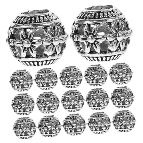 LIFKOME 40 Stück Teiliges Metallperlen Runde Hohlperlen aus Legiertem Material für Schmuckherstellung DIY Armbänder Ketten Spacer Perlen zum Auffädeln und Basteln von LIFKOME