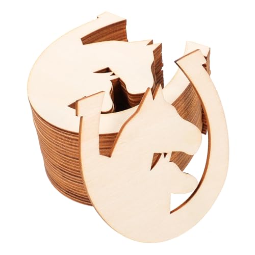 LIFKOME 48 Stück DIY Holzanhänger Unvollendete Holzscheiben im Pferdehuf Design zum Bemalen und Gestalten für Kreative Bastelideen und Kinderschmuck von LIFKOME