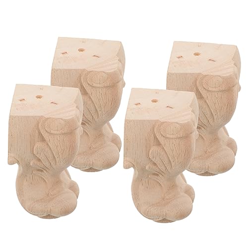 LIFKOME 4 Stücke Holz Möbelfüße Kurze Tischbein Extender Möbelbeine Massivem Holz Schnitzdesign für Sofa und Kommode von LIFKOME