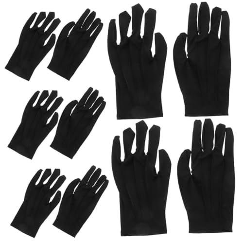 LIFKOME 5 Paare Multifunktionale Leichte Schwarze Nylonhandschuhe für Damen und Herren Ergonomisch Geformt Atmungsaktiv für Schmuck und Münzprüfung Wiederverwendbare Staubfreie Handschuhe von LIFKOME