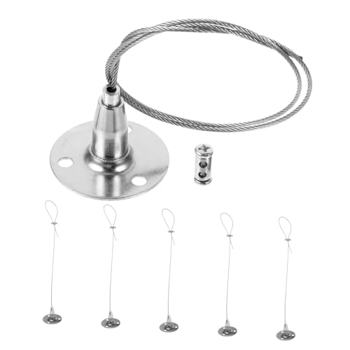 LIFKOME 5 Stück Teiliges Drahtseil Aufhängesystem mit Rutschfestem Haken aus Robustem Zinklegierungsmaterial Verstellbar für Bilder Schilder Kunstwerke Geeignet für Wand und Deckenmontage von LIFKOME