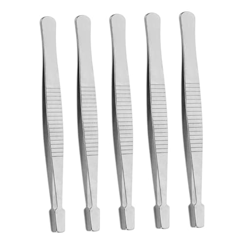 LIFKOME 5 Stück Teiliges Edelstahl Briefmarkenpinzetten Flachspitzig Vielseitig für Basteln Scrapbooking und Präzises Handling von Fotos und Stempeln Geeignet von LIFKOME