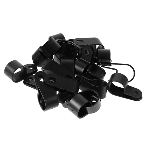 LIFKOME 50 Stück Teiliges R förmige Kabelclips aus Robustem PVC für Kabelmanagement und Schnurhalterung Schwarz mit Schraubbefestigung Vielseitig Einsetzbar für Haushalt und Büro von LIFKOME