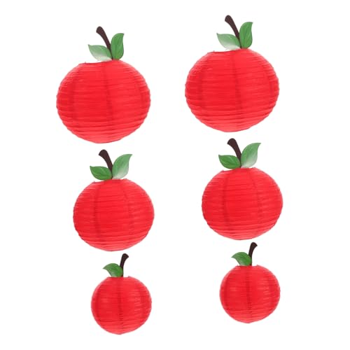 LIFKOME 6 Stück Teiliges Apfelförmige Papierlaternen Rote Früchte Dekoration Hängend Klassenzimmer Decke Kindergeburtstag Obst Thema Party Back to School Zubehör von LIFKOME