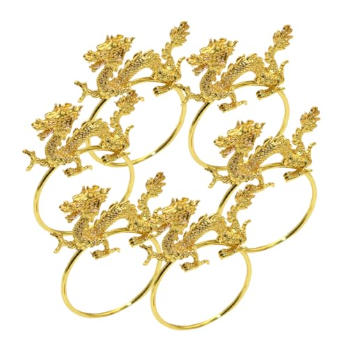 LIFKOME 6 Stück Teiliges Chinesische Neujahrs Drachen Serviettenringe aus Langlebiger Festliche Tischdeko Elegante Napkin Holder für Feierlichkeiten und Bankette von LIFKOME
