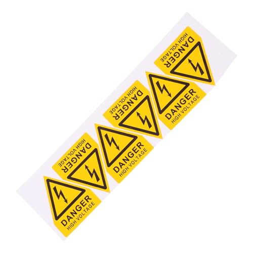 LIFKOME 6 Stück Teiliges Hochspannung Warnschild Gelb schwarz Dreieckiger Warnaufkleber Selbstklebend Für Industriemaschinen Sicherheitskennzeichnung von LIFKOME