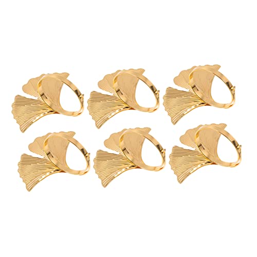 LIFKOME 6 Stück Teiliges Napkin Rings mit Silbernen Ginkgo Design Party und Hochzeitsserviettenringe Dekorative Metall Serviettenhalter für Festliche Tischdekoration von LIFKOME