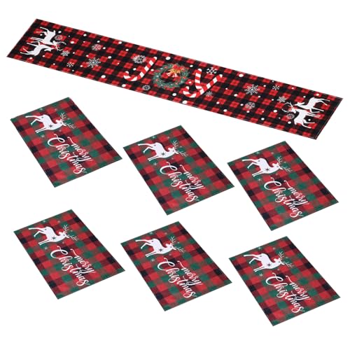 LIFKOME 7 STK. Weihnachts-tischläufer Teiliges Platzset Festlich für Winterfeier Rutschfestes Pflegeleichtes Tischdekor mit Santa-Motiv für Esszimmer und Partygestaltung LIFKOME 7 STK. Weihnachts-tischläufer Teiliges Platzset Festlich für Winterfeier Rutschfestes Pflegeleichtes Tischdekor mit Santa-Motiv für Esszimmer und Partygestaltung von LIFKOME