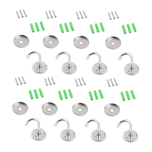LIFKOME 8 Sätze Teiliges Edelstahl Deckenhaken mit Schrauben Starke Tragfähigkeit Vielseitig für Garderoben Lampen Ventilatoren Einfach zu Montieren für Küche Bad von LIFKOME