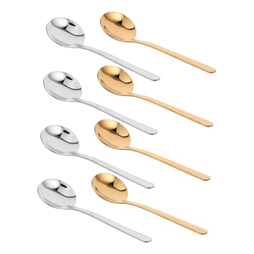 LIFKOME 8 Stück Teiliges Mini Espresso Löffel aus Edelstahl Kompakte Kaffeerührer für Kaffee Tee und Gewürze Leichte Tragbare Frühstückslöffel in Natur und Goldfarben Spülmaschinenfest von LIFKOME