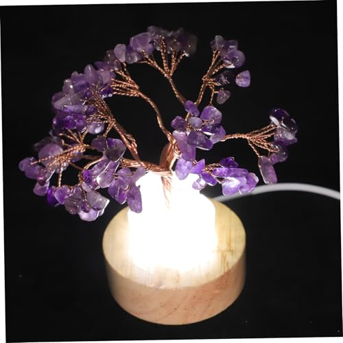 LIFKOME Amethyst Kristall Nachtlicht Dekorative Baum Nachtlampe aus Natürlichem Amethyst Dimmbar für Schlafzimmer und Wohnräume Einzigartiges Design für Stimmungsvolle Beleuchtung von LIFKOME