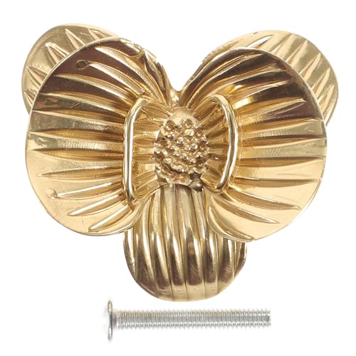 LIFKOME Antike Möbelgriffe aus Massivem Messing Blütenblatt design Robuste Schrankgriffe für Kommode Kleiderschrank Einfache Montage Langlebig Vintage Stil Geeignet für Badezimmer von LIFKOME