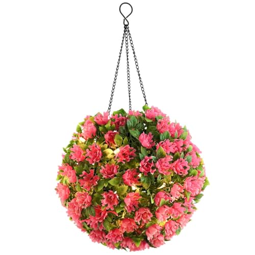 LIFKOME Blumen-Gras-Kugel-Kronleuchter Künstliche Formschnittkugel mit LED-Beleuchtung gefälschte Blumen-Topiary-Kugeln künstliche blüten Artificial Flower Weihnachten schmücken Kranz von LIFKOME