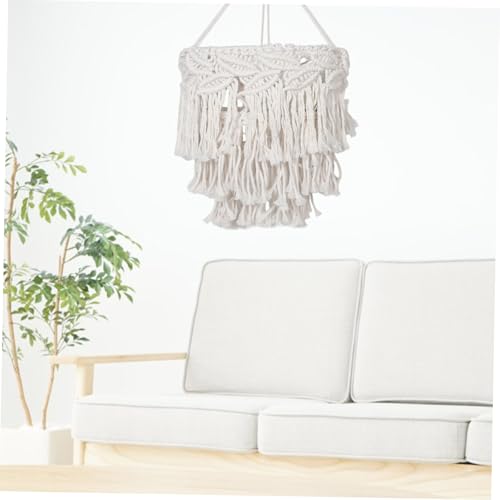LIFKOME Boho Makramee Lampenschirm mit Fransen Handgewebt Nordischer Stil Dekorativer Ersatz lampenschirm für Deckenleuchten Gemütliche Hängelampe für Wohnzimmer und Schlafzimmer von LIFKOME