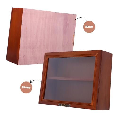 LIFKOME Desktop Holz Vitrine mit Klapptür im Vintage Stil Sammlerschrank für Figuren und Kleine Gegenstände Stabiler Aufbewahrungs Displayständer für Tisch und Wandmontage Praktische von LIFKOME
