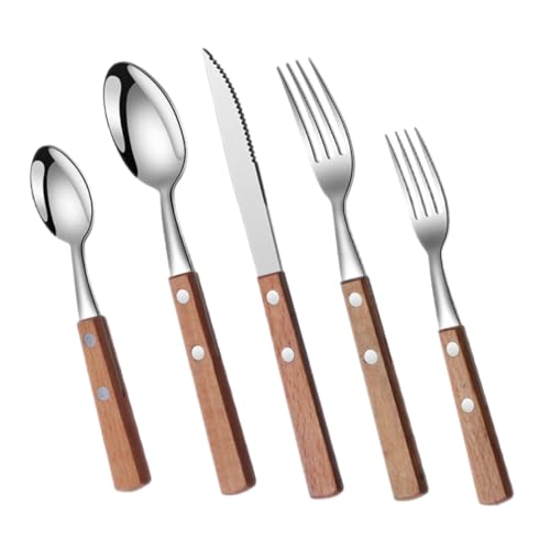 LIFKOME Edelstahl Besteck Set mit Holzgriff Party Serving Utensils Set Messer Gabel Löffel Leicht Tragbar Buffetbesteck für Outdoor Camping und Familienessen LIFKOME Edelstahl Besteck Set mit Holzgriff Party Serving Utensils Set Messer Gabel Löffel Leicht Tragbar Buffetbesteck für Outdoor Camping und Familienessen von LIFKOME