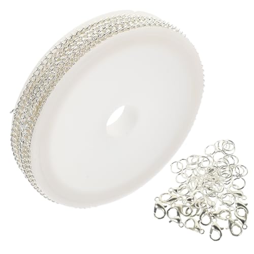 LIFKOME Eisenkette für Schmuckherstellung DIY Robuste Silberne Metallkette mit Lobster verschluss Vielseitig Zuschneidbar für Armbänder und Halsketten Zubehör für Handgemachten Schmuck von LIFKOME
