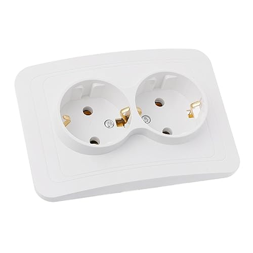LIFKOME Fach German Type Wandsteckdose Weiß Elektrische Steckdose für Zuhause Moderne Schutzkontakt Steckdose für Laptop Tablet Handy Ladegeräte Geeignet von LIFKOME