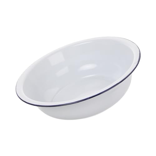 LIFKOME Große Emaille Schüssel Vintage Waschschüssel Robust Vielseitig für Küche und Bad Retro Emaille Rührschüssel Weiß Allzweck Emaillebecken von LIFKOME